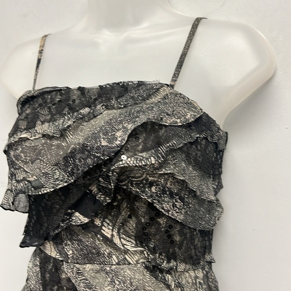 Tracy Reese Convertible Spaghetti Strap/Strapless Silk/Lace/Sequin Tiered Dress - Picture 2 of 12